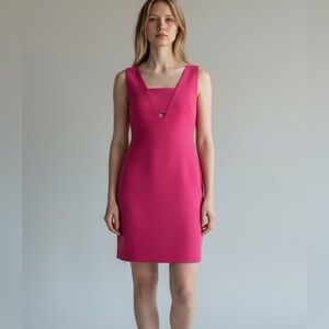 Trina Turk Pink Mini Dress Size 6 Sleeveless Keyhole Dress Barbie Pink